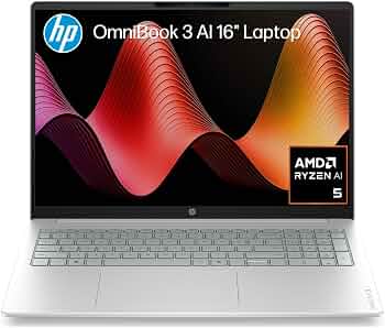 HP 16" OmniBook 3 Laptop Next Gen AI, Glacier Silver, D46XBPA