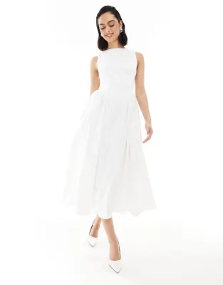 Six Stories Bridal drop waist bow back maxi dress in ivory