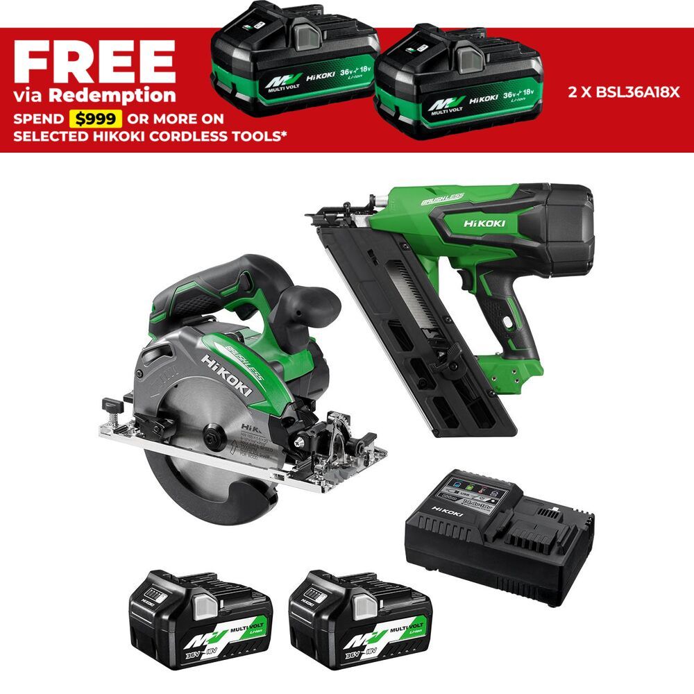 HiKOKI 18VMINCHIPCOMBO(HRZ) 18V 5.0Ah/2.5Ah Li-Ion Cordless Brushless 2pce Combo Kit